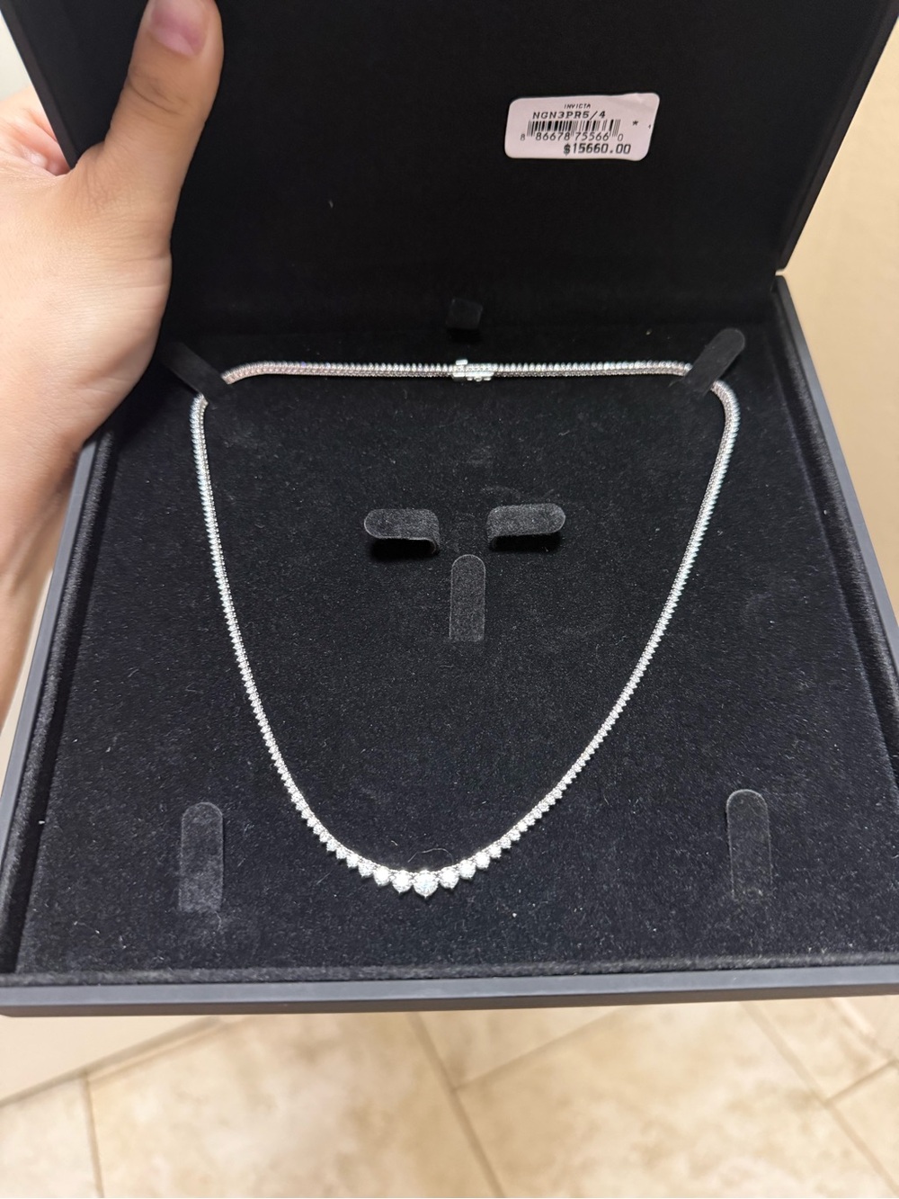 Invicta Silver Marquise Accent Tennis Necklace
